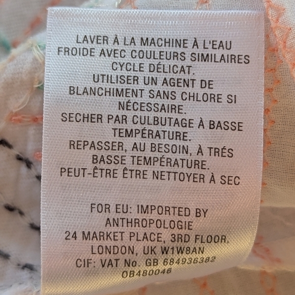 Anthropologie Akemi + Kin Contrast Colorful Stitch Embroidered 70s Sienna Top S - Picture 12 of 12